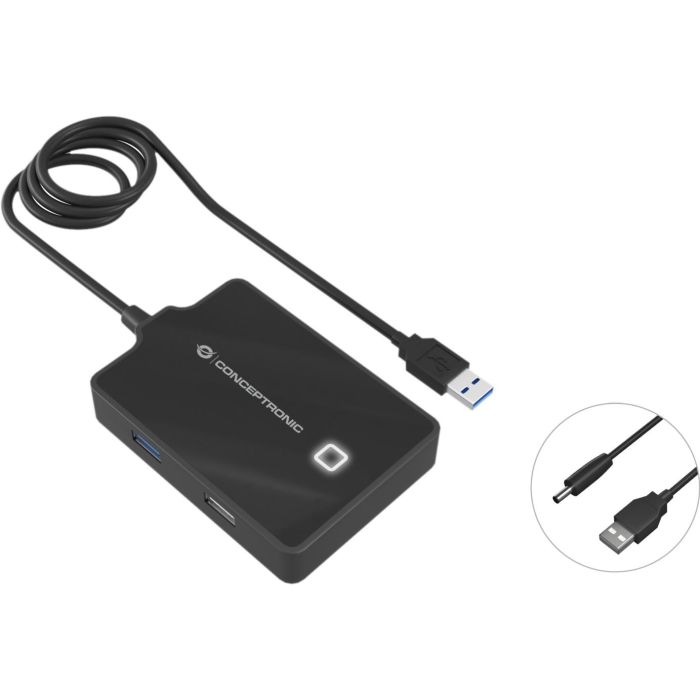 Conceptronic Hubbies10B Concentrador USB 3.0 / 2.0 de 4 Puertos Alta Velocidad 5 Gb/s con Cable de 90cm Plug and Play Negro 0 Conceptronic Hubbies10B Concentrador USB 3.0 / 2.0 de 4 Puertos Alta Velocidad 5 Gb/s con Cable de 90cm Plug and Play Negro 0