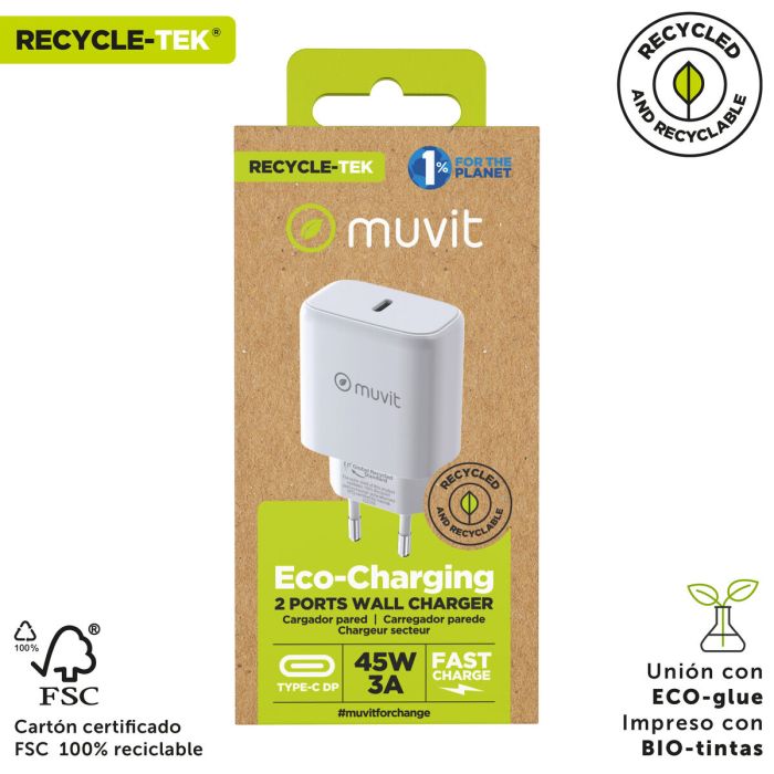 muvit for change cargador de pared Tipo C PD 45W blanco 1
