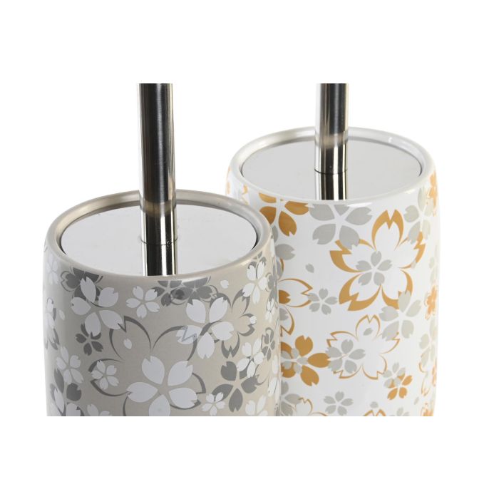 DKD Home Decor Escobillero de Baño Shabby Chic Estilo Vintage Dolomite Gris Beige Juego de 2 Unidades - 10x10x36 cm