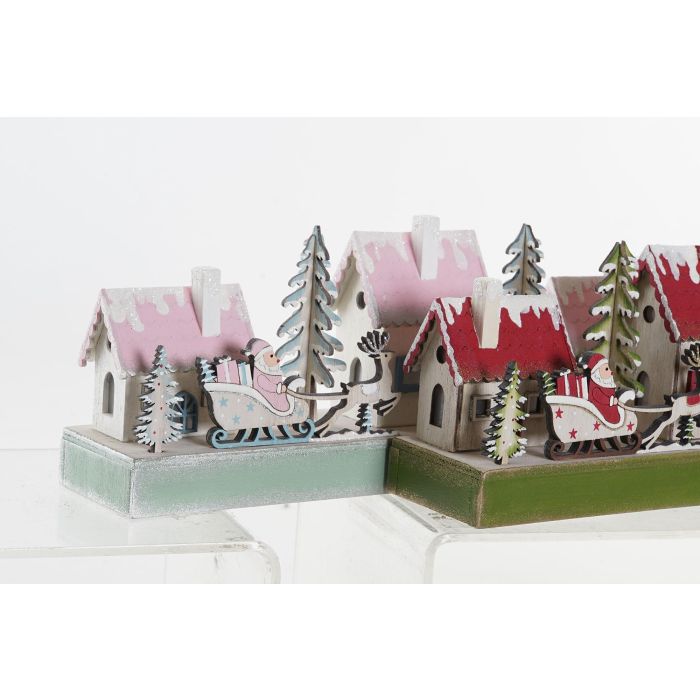 DKD Home Decor Set 2 Adornos de Navidad Tradicionales Casa Papá Noel Madera Iluminación LED Pilas AAA Rojo Rosa Palo 6x12x30cm 2 DKD Home Decor Set 2 Adornos de Navidad Tradicionales Casa Papá Noel Madera Iluminación LED Pilas AAA Rojo Rosa Palo 6x12x30cm 2