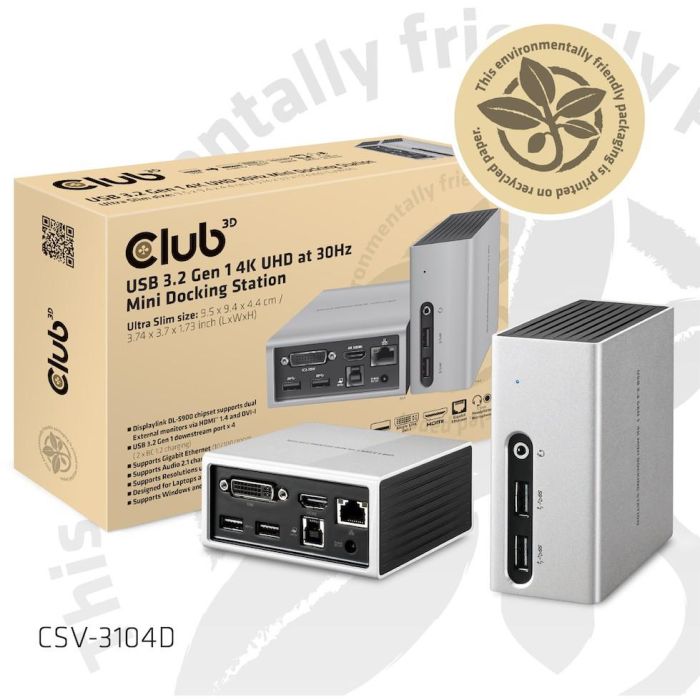 Club3D 4K Mini-Dockingst USB3 ->4xUSB3/HDMI/DVI/LAN silber 10 Club3D 4K Mini-Dockingst USB3 ->4xUSB3/HDMI/DVI/LAN silber 10