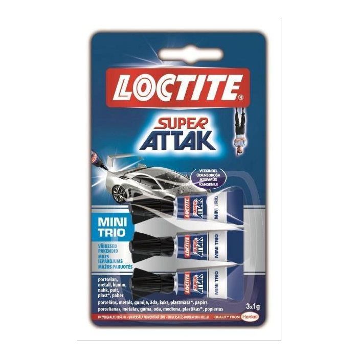 Loctite Super Attak Adhesivo Instantáneo Mini Trio 3x1 gr