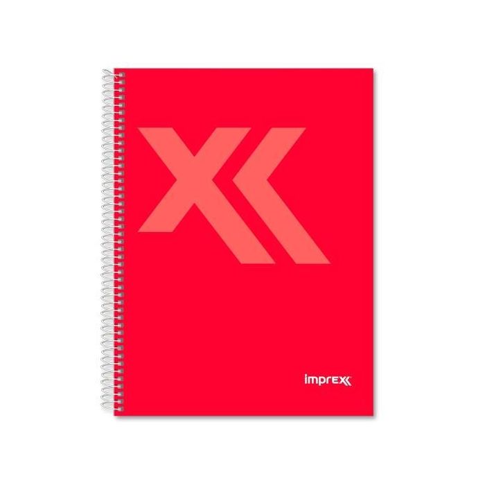 IMPREX Cuaderno Espiral Tapa Forrada A5, 80 Hojas, 90 gr, Cuadrícula 4x4, Rojo (Pack 4 Unidades) (4 Unidades)