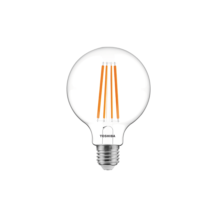 TOSHIBA Bombilla LED de filamento G95 E27 11W 2700K, luz cálida