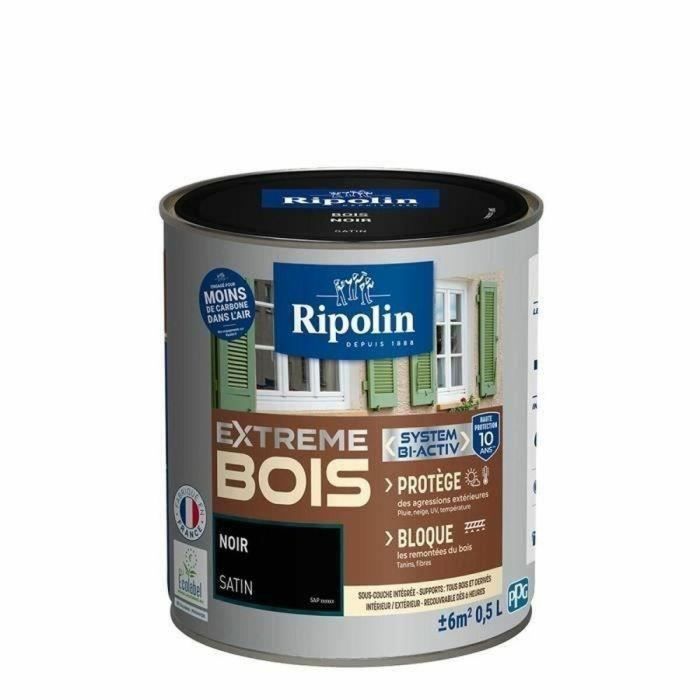 Ripolin RIP3174269034117 Pintura Madera Satinada Alta Protección 10 Años, Negro