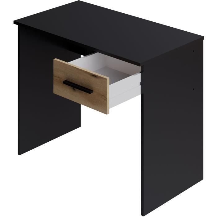 Escritorio con cajones pequeño - Decoración en negro y roble - L 90 x P 50 x H 74 cm 2