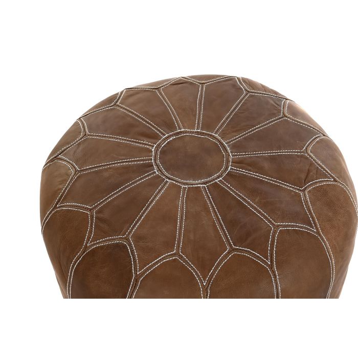 DKD Home Decor Reposapiés Vintage Marrón Piel 48 x 35 x 48 cm 1