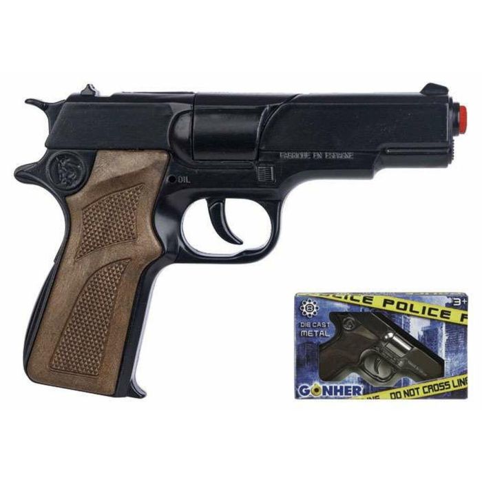 Gonher Pistola de Policía de Juguete 8 Tiros Negra 19,5x12x5 cm para +3 años