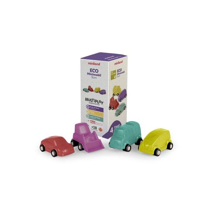 Juego Miniland Coches De Juguete Eco Minimobil 9 Cm 4 Pz (+18 Meses)