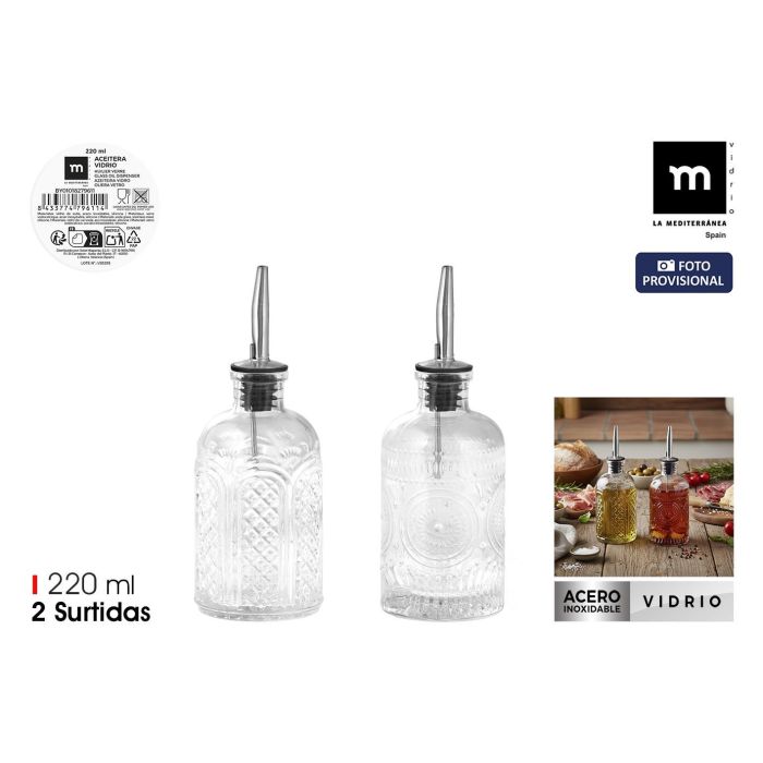 2-Sur La Mediterran Aceitera de Vidrio con Tapón 220 ml, 6.3x6.3x18 cm 0 2-Sur La Mediterran Aceitera de Vidrio con Tapón 220 ml, 6.3x6.3x18 cm 0