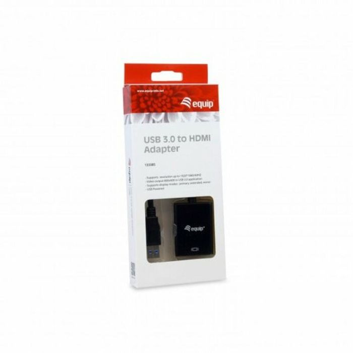 Equip Adaptador USB 3.0 a HDMI 133385, USB 3.2 Gen 1, Tipo-A Macho a HDMI Hembra, Negro 2 Equip Adaptador USB 3.0 a HDMI 133385, USB 3.2 Gen 1, Tipo-A Macho a HDMI Hembra, Negro 2