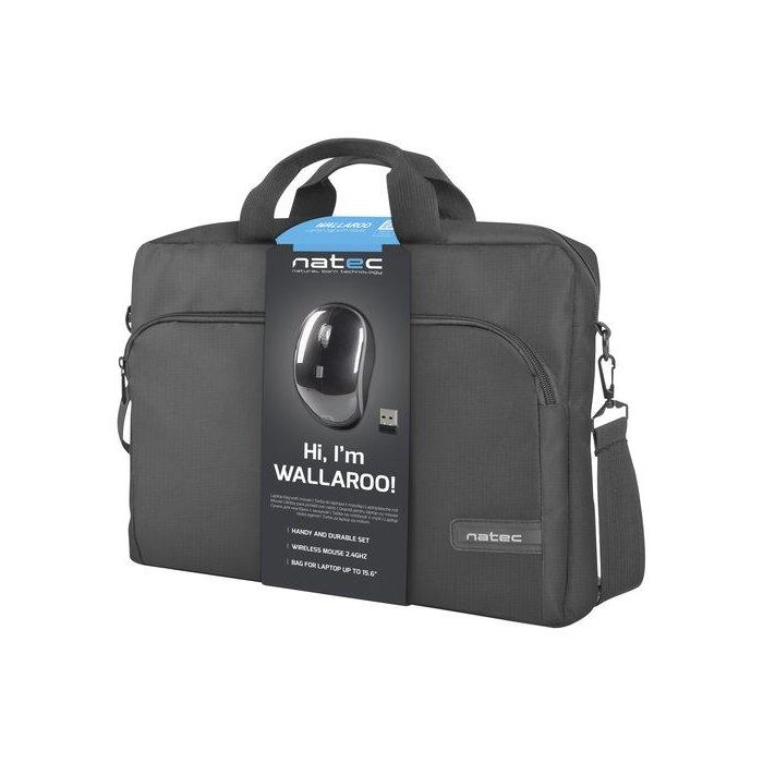 Maletin Portatil Natec Wallaroo 15,6 Negro + Raton Wireless Negro