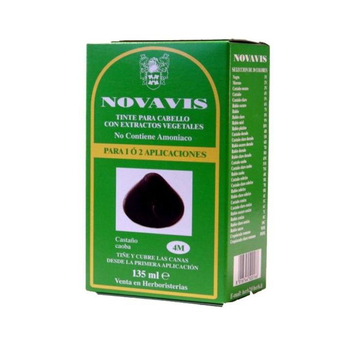 Novavis 4M Tinte Castaño Caoba 135 ml con Extractos Vegetales, Sin Amoníaco para Cabello y Cubre Canas