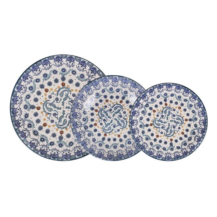 Santa Clara Vajilla 12 Piezas Azores Monaco, Brillo, Forma Redonda, Plato Llano 26 cm, Plato Hondo 21 cm, Plato Postre 20 cm (2 Unidades)