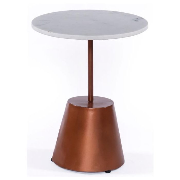DKD Home Decor Mesita Auxiliar Cuadrada de Mármol y Metal para Salón 40x40x50 cm
