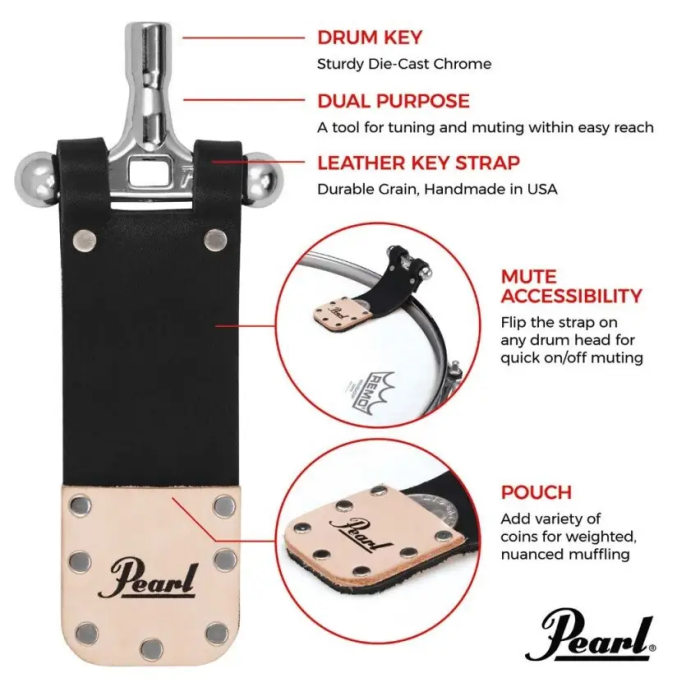 Pearl Llave de Afinación con Sistema "Mute" para Batería, Amortigua Armónicos Molestos 3