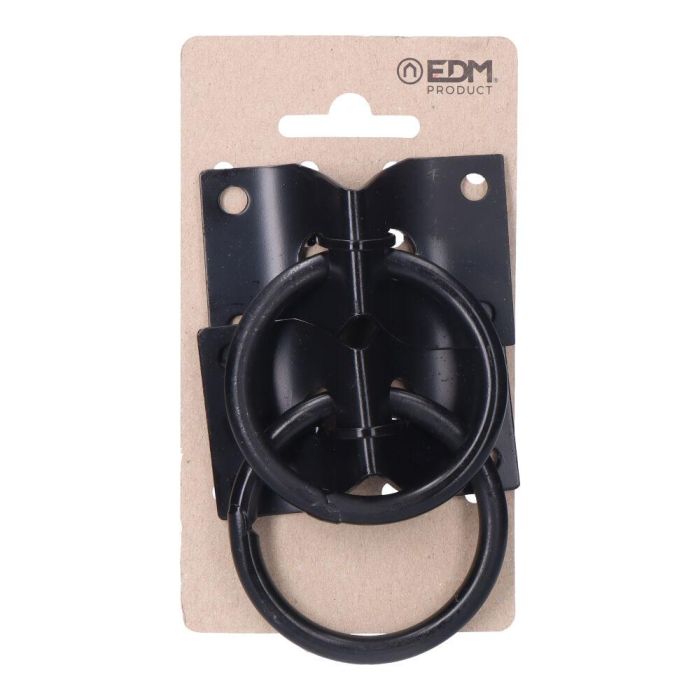 Edm 2 Anillas Aparca Perros con Placa 70x45mm Negras 0 Edm 2 Anillas Aparca Perros con Placa 70x45mm Negras 0