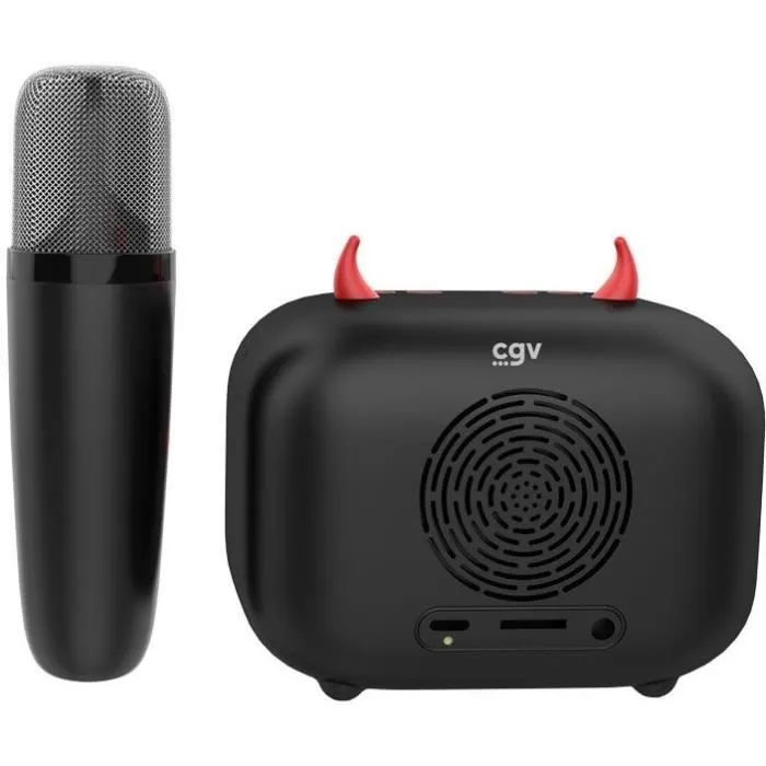 CGV Altavoz Bluetooth y Micrófono Inalámbrico Kit Karaoke AAAHZ85773, Efectos de Voz Mágicos, Batería 8h, Carga USB 1