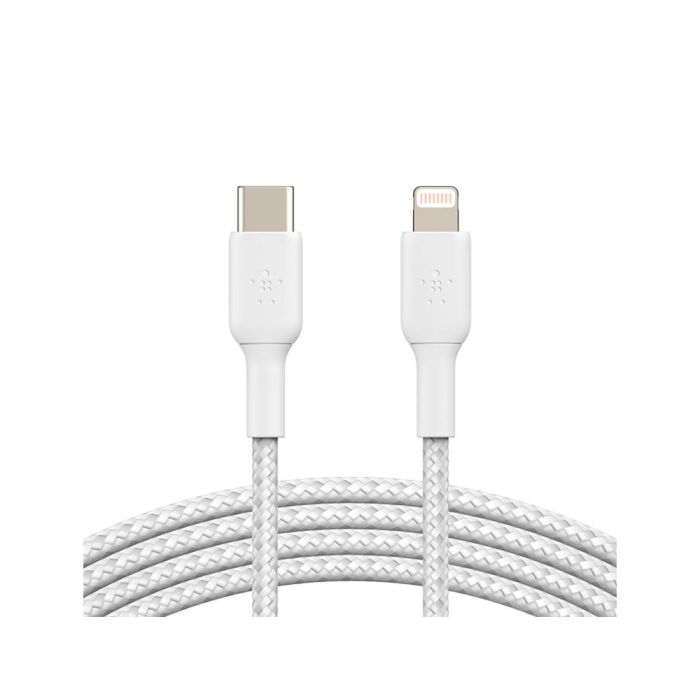 Cable Trenzado Belkin Caa004Bt1Mwh Usb-C A Lightning Boost Charge Largo 1 M Color Blanco