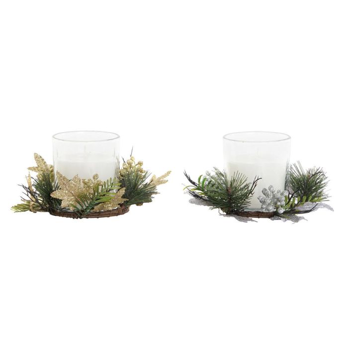 Vela DKD Home Decor Dorado Plateado Navidad 15 x 15 x 5 cm (2 Unidades) 3 Vela DKD Home Decor Dorado Plateado Navidad 15 x 15 x 5 cm (2 Unidades) 3
