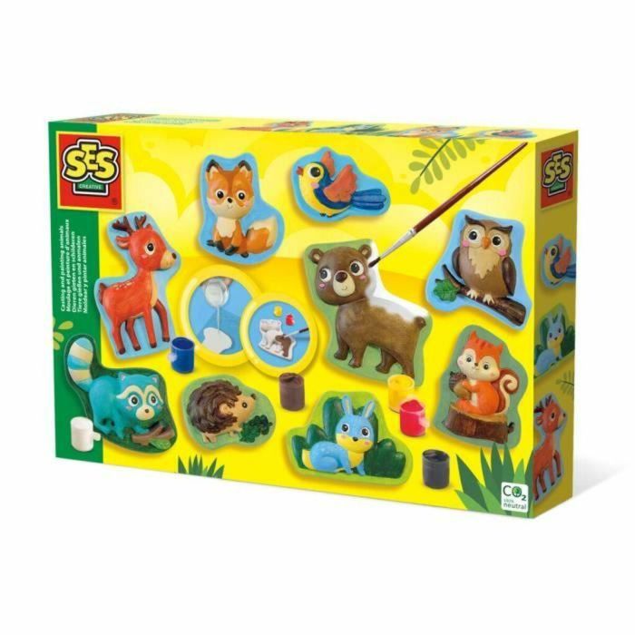 Ses Creative SES1701830730891 Set Moldura y Pintura Animales del Bosque - Fabricado con Plástico Reciclado