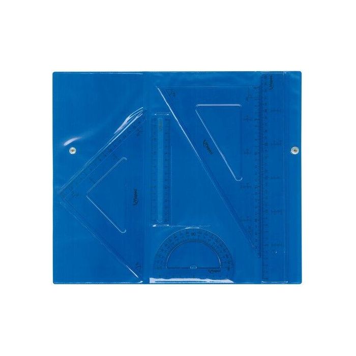 Maped Kit 5 Piezas con Reglas de 30 cm y 15 cm, Escuadra 20 cm, Cartabón 25 cm y Transportador