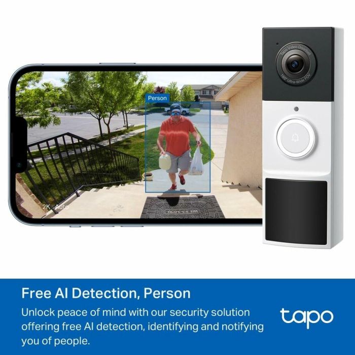 TP-Link Tapo D210 Videoportero Inteligente Inalámbrico WiFi 3 MP (1296p) Visión Nocturna Audio Bidireccional Batería IP65 Exterior 2