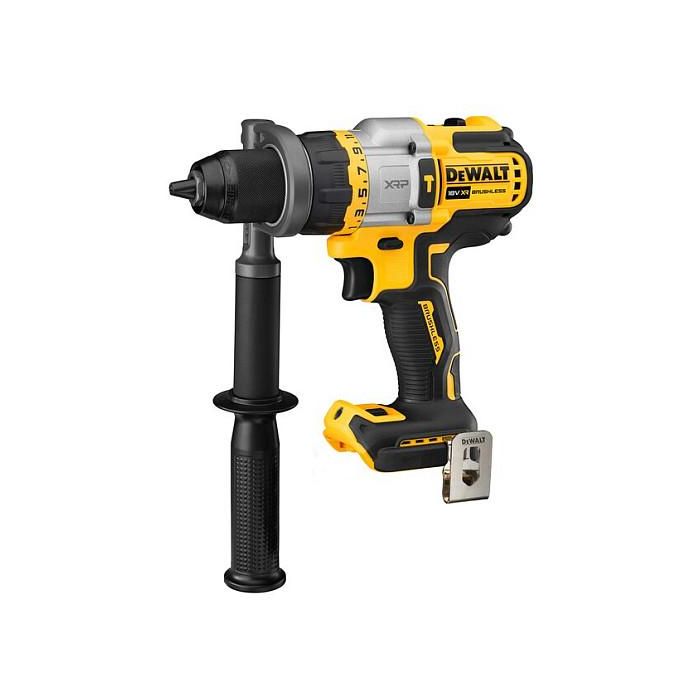 DeWALT DCD999NT-XJ Taladro de Pistola con Percusión 18V, 2250 RPM, Máx. 55mm Madera/13mm Piedra, Par 126Nm, Incluye Funda y Empuñadura Adicional, Negro/Plata/Amarillo 1