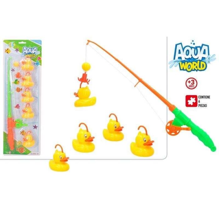 Juego de pesca aqua world con caña y 5 patitos en blister 2 Juego de pesca aqua world con caña y 5 patitos en blister 2