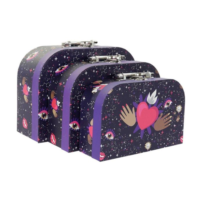 Caja Kids DKD Home Decor Lila Rojo 9.5 x 20 x 28 cm Set de 3 2