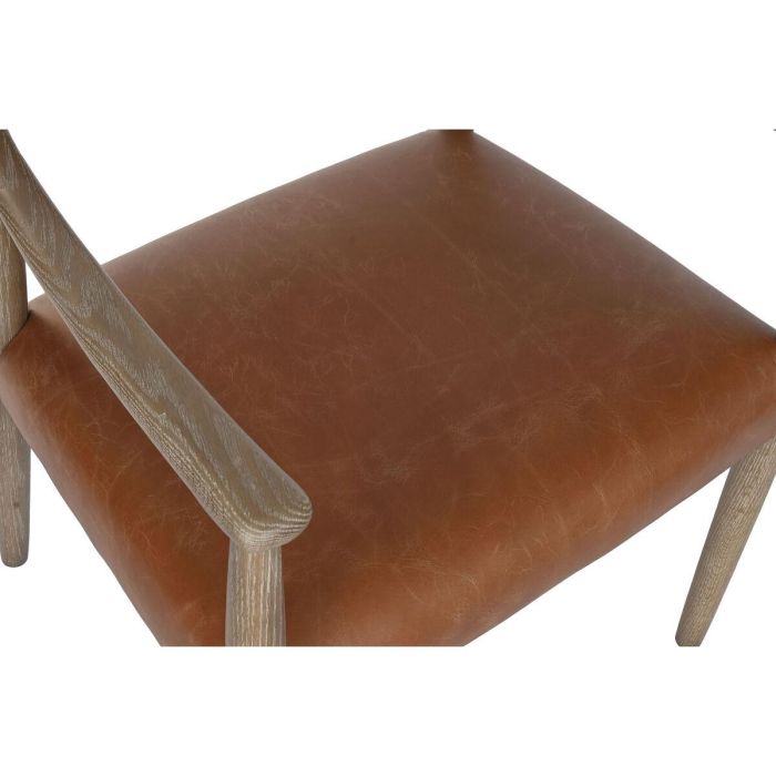 DKD Home Decor Top chairs 2c24 Sillón Horeca Urbano Fresno y Piel Marrón 57 x 74 x 59 cm (Altura asiento 46 cm) 3