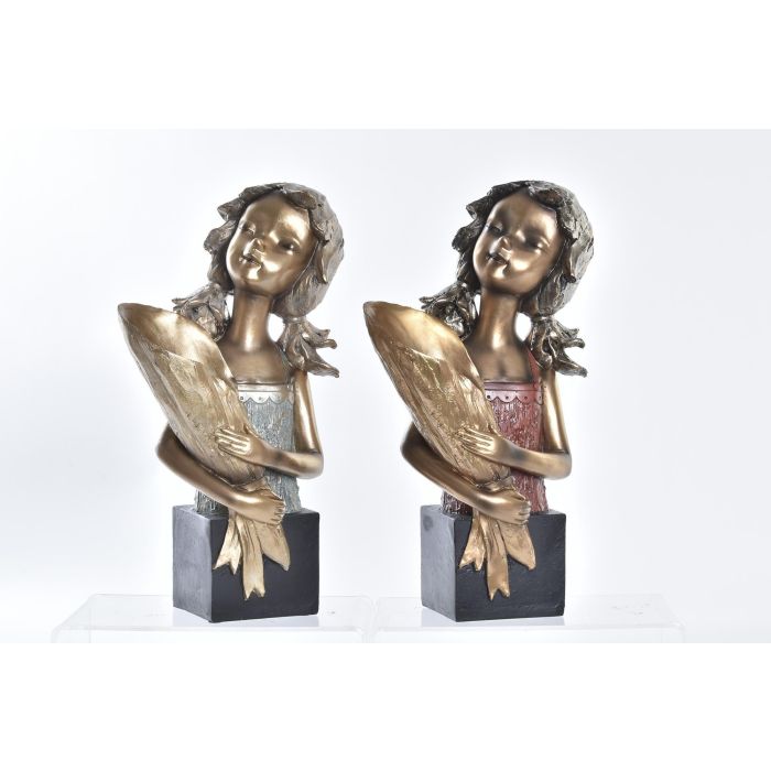 Figura Moderno DKD Home Decor Dorado Rojo 13 x 36 x 21 cm (2 Unidades) Figura Moderno DKD Home Decor Dorado Rojo 13 x 36 x 21 cm (2 Unidades)