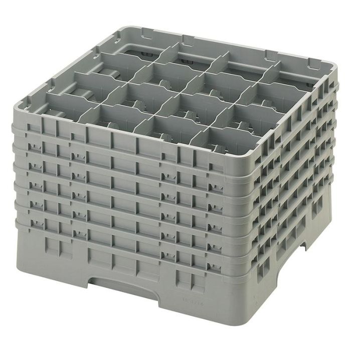 CAMBRO - 16S1214-151 - Cesta de lavado 16 comp. 6 alturas - 10,9 cm Ø máx. - alt. máx. 32,3 cm - 50 x 50 x 34,9 cm - Gris claro