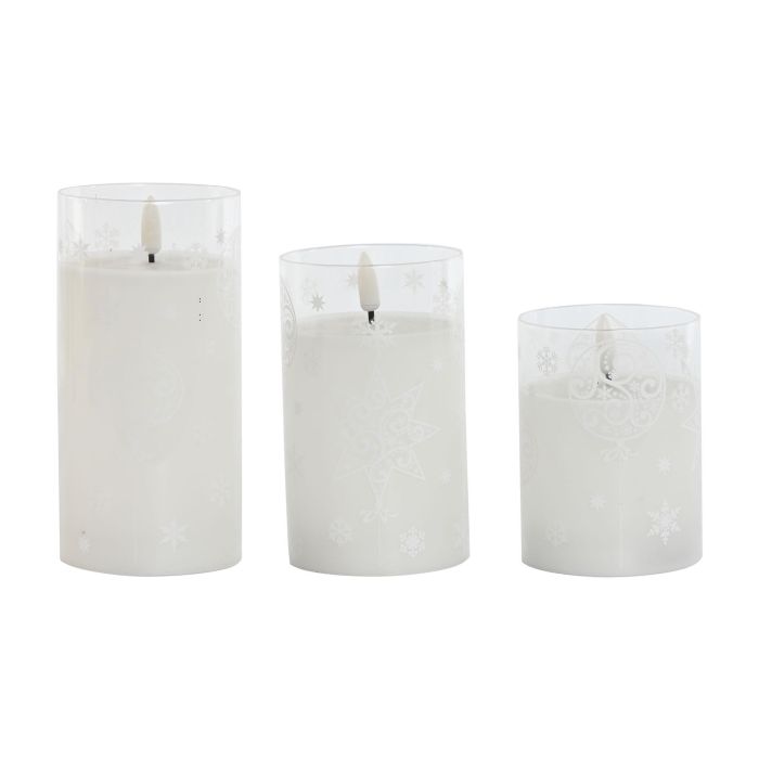 Vela Led Navidad Moderna DKD Home Decor Blanco 7.5 x 15 x 7.5 cm Set de 3 3 Vela Led Navidad Moderna DKD Home Decor Blanco 7.5 x 15 x 7.5 cm Set de 3 3