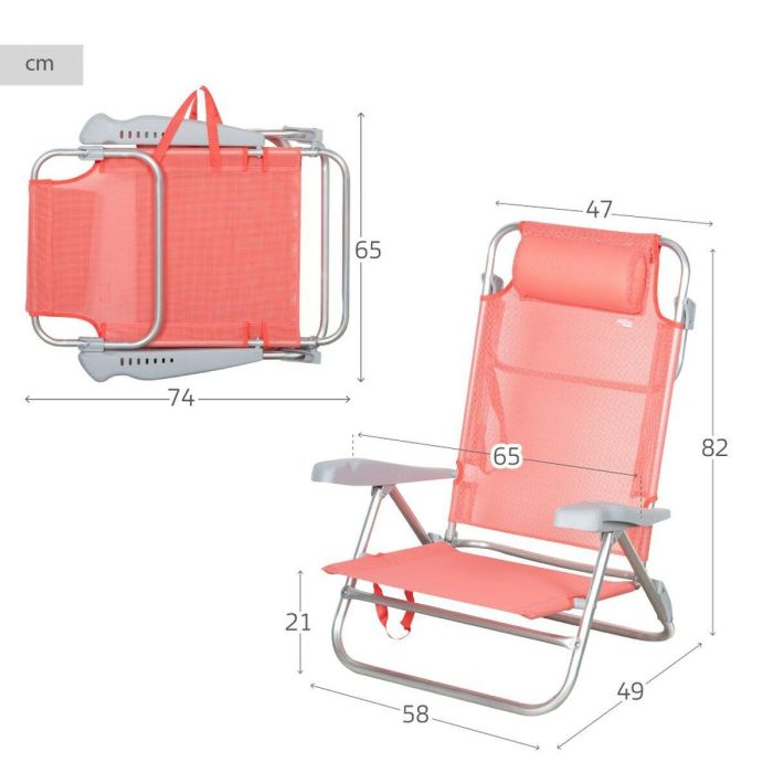 Silla Plegable Aktive 47 x 82 x 49 cm Flamingo (2 Unidades) 3 Silla Plegable Aktive 47 x 82 x 49 cm Flamingo (2 Unidades) 3