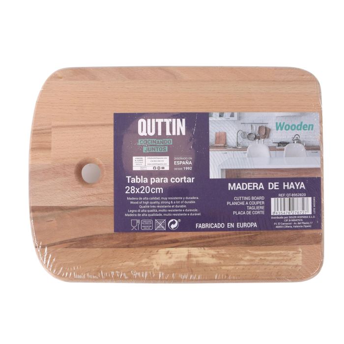 Tabla de cortar Quttin 28x20x1.7 cm con agujero (12 Unidades) 1 Tabla de cortar Quttin 28x20x1.7 cm con agujero (12 Unidades) 1
