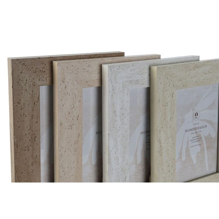 Marco de Fotos Home ESPRIT Blanco Marrón Beige Marfil Cristal Poliestireno Mármol Escandinavo 16 x 2 x 21 cm (4 Unidades) 1