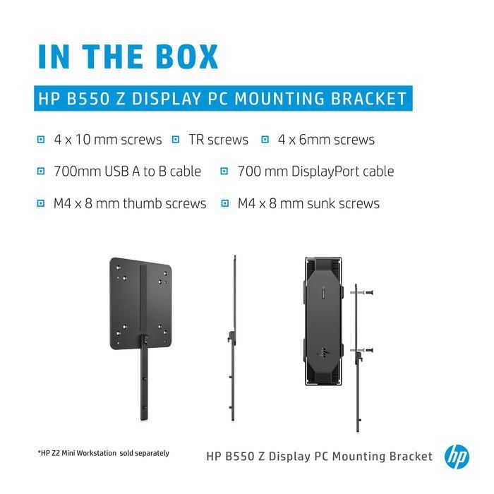 HP B550 Soporte de Montaje para PC Z Display - Fija Workstations HP Z Mini Directamente Detrás de Monitores 3