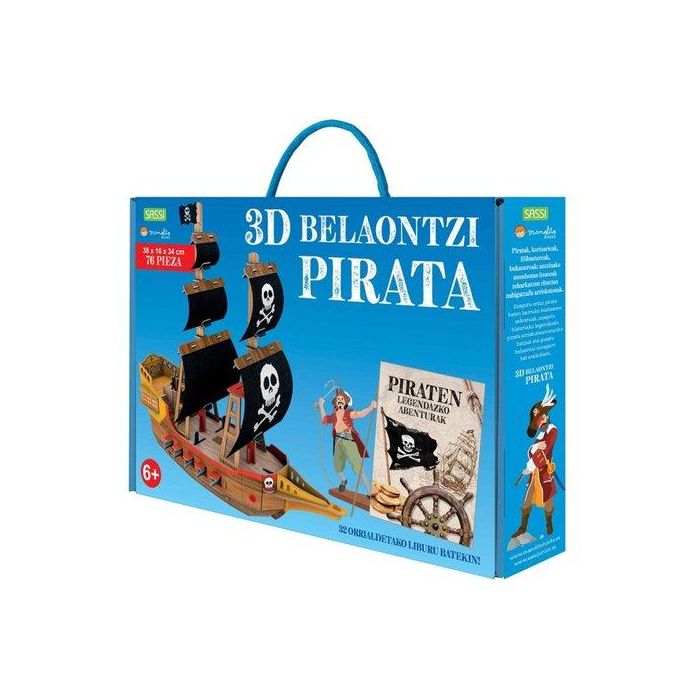 Puzle 3D Y Libro Sassi Manolito Books Pirata Ontzia 3D - Euskera 76 Piezas (+6 Años)