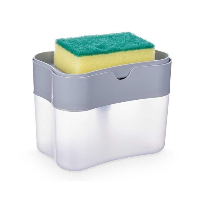 Kinvara Dosificador de Jabón y Estropajo de Plástico PP Amarillo/Gris/Transparente 14x5x9.5 cm (12 Unidades) 1