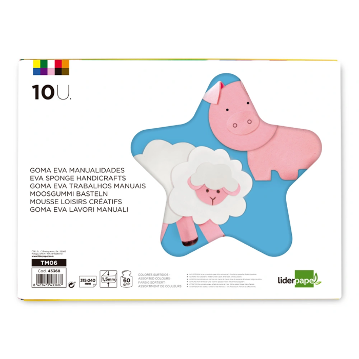 Liderpapel Bloc trabajos manuales goma eva 240x315mm 10 hojas colores surtidos 1