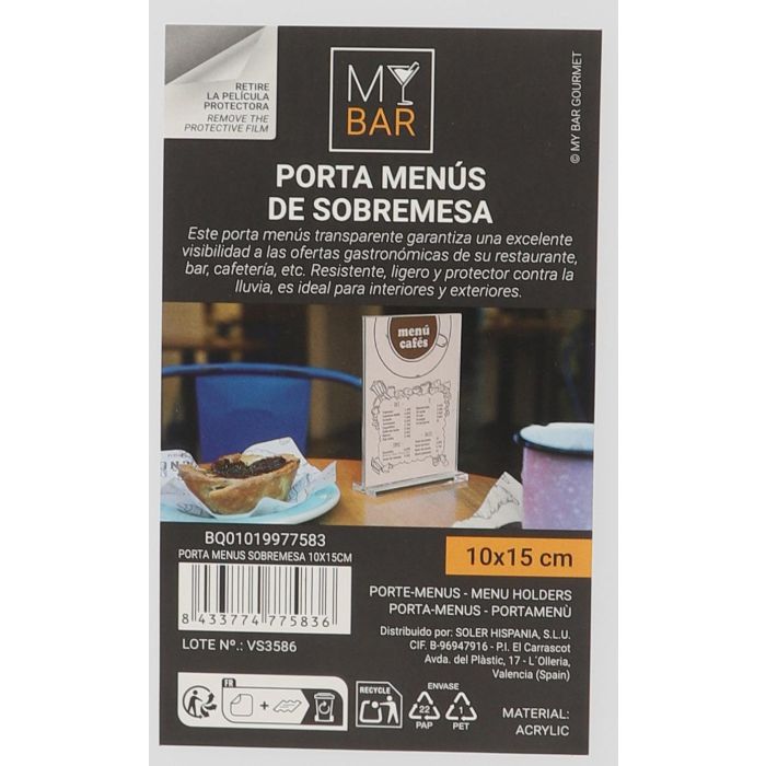 Porta Menús Sobremesa 10x15 cm - My Bar (24 Unidades) 13 Porta Menús Sobremesa 10x15 cm - My Bar (24 Unidades) 13