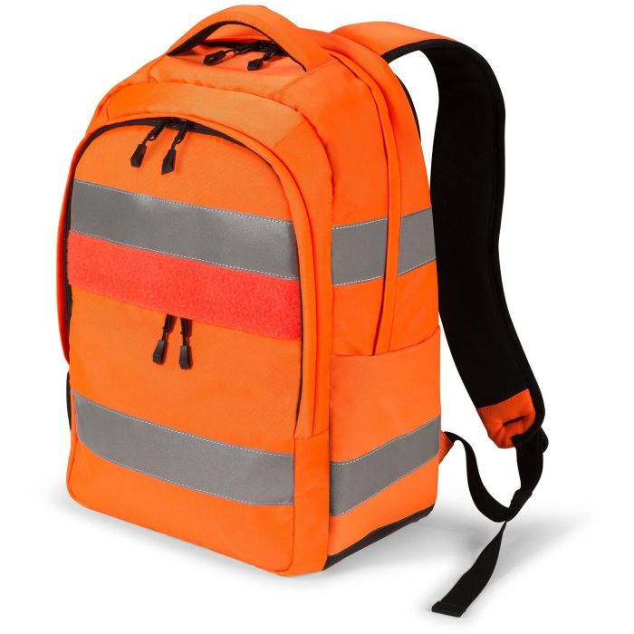 DICOTA HI-VIS Mochila de Senderismo 25L Naranja, 15.6", A Prueba de Agua, Compartimento Portátil, Elementos Reflectantes