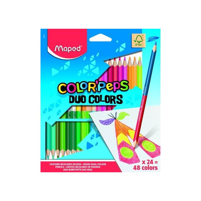 Maped Lápices De Colores Duo Color Peps Bicolor Surtidos Estuche 24 Unidades