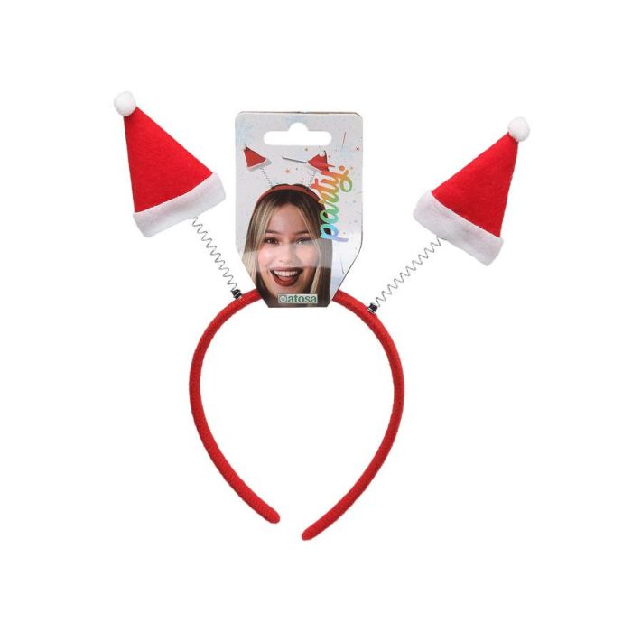 Diadema Con Gorros Navideños Rojos Con Muelles Para Navidad 1