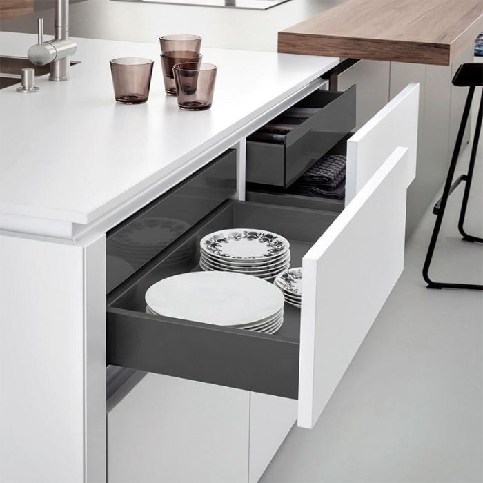 HERRAJES ALK Cajón Qube Extracción Total Cierre Amortiguado Antracita H185 para Mueble Cocina/Baño, Medida 400 2 HERRAJES ALK Cajón Qube Extracción Total Cierre Amortiguado Antracita H185 para Mueble Cocina/Baño, Medida 400 2