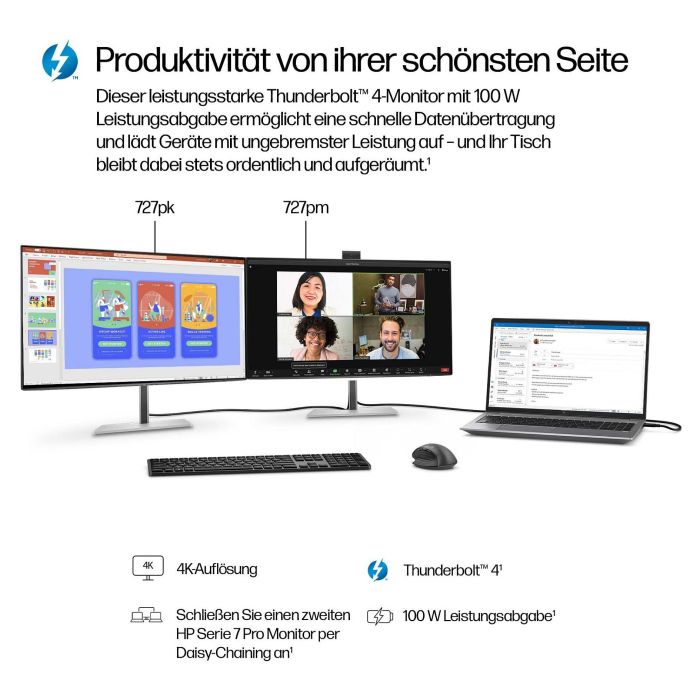 HP 727pm Monitor de Videoconferencia 4K de 27 Pulgadas IPS 3840x2160@60Hz con USB-C, DP y HDMI 8