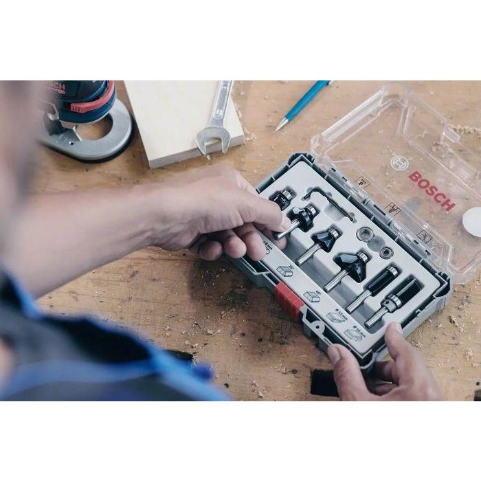 BOSCH PROFESSIONAL 2607017469 - Juego de Brocas para Fresadora, 6 Piezas, Vástago de 8mm, para Madera Blanda y Dura 1