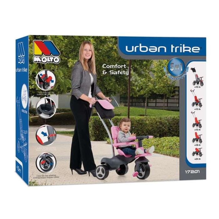 Triciclo urban trike rosa con palo, cinturon, bolsa y rueda goma 98 cm 17 Triciclo urban trike rosa con palo, cinturon, bolsa y rueda goma 98 cm 17