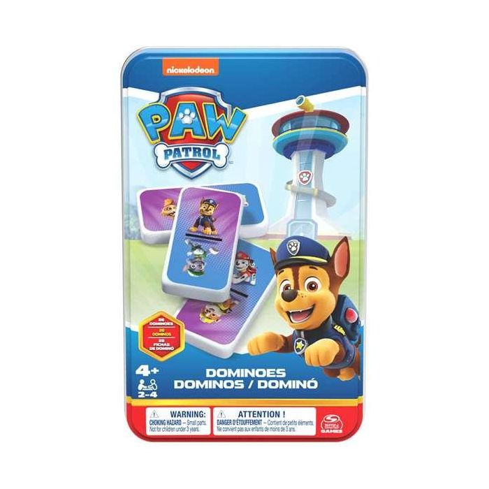 Spin Master 6067468 Dominó Patrulla Canina 28 Fichas Plástico en Caja Metal para Niños +4 Años 1